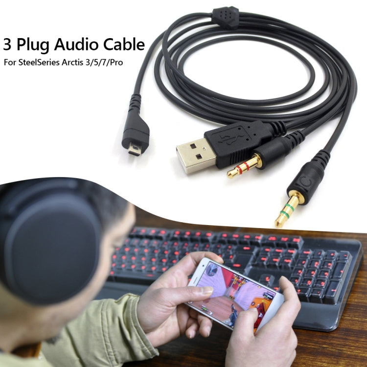 3-Pin Audio Cable for SteelSeries Arctis 3/5/7 Headsets