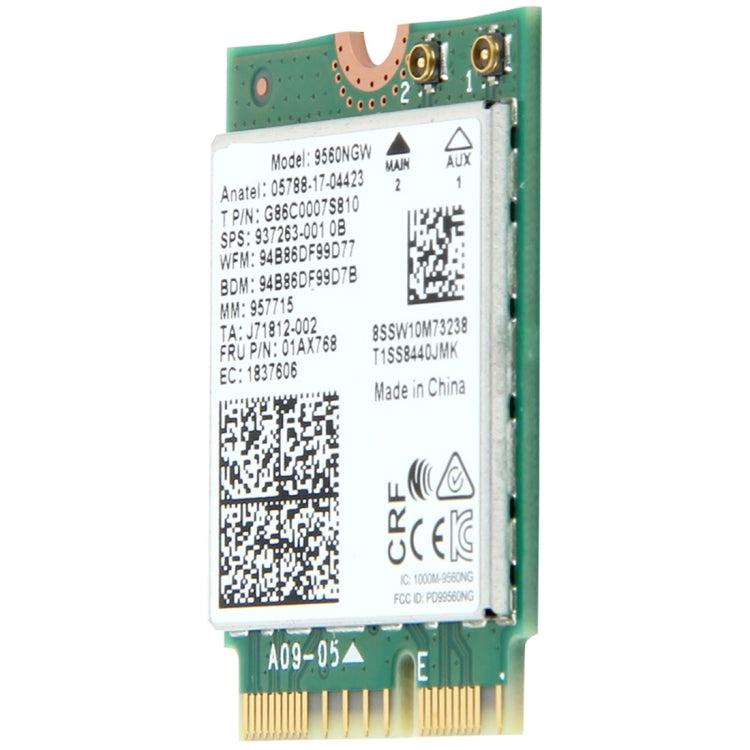 9560NGW double bande 1.73Gbps sans fil pour Intel 9560ac NGFF Key E carte Wifi 8020.11ac Bluetooth 5.0 ordinateur portable pour Windows 10, 9560NGW  Intel 9560ac
