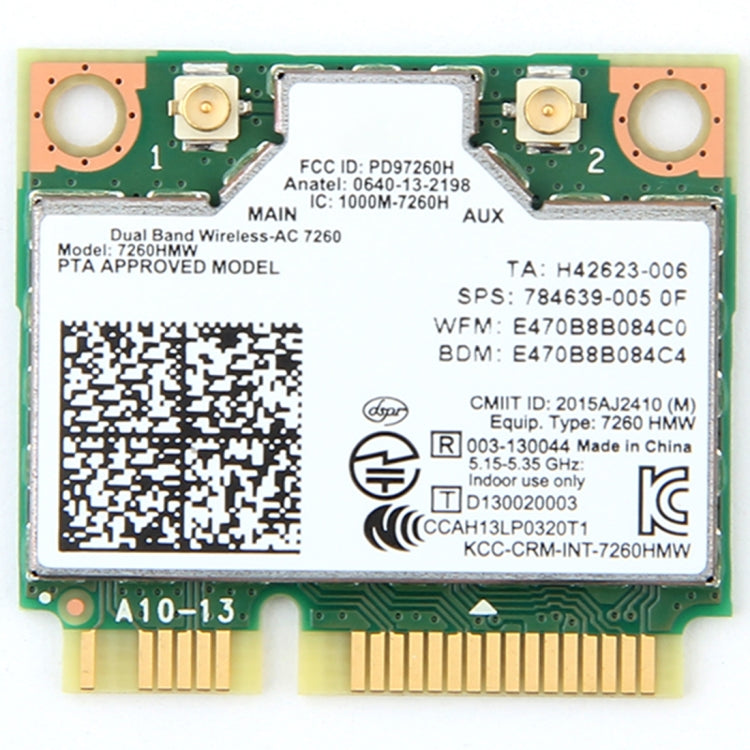 Carte Wifi sans fil double bande pour Intel 7260HMW Mini PCI-E 2.4G/5 Ghz WLAN Bluetooth 4.0 carte Wifi 802.11 ac/a/b/g/n, 7260HMW