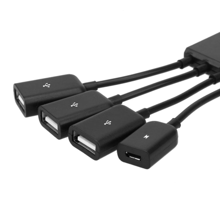 USB-C Portable/Type-C Male to 3-Port USB Female + Micro USB Female Power Charging OTG HUB Splitter Cable Connector, 3 USB Ports + Micro USB