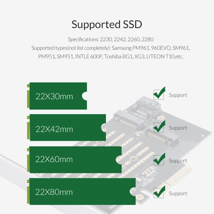 Carte d'extension ORICO M.2 NVMe pour PC Gaming PCI-E 3.0 X4