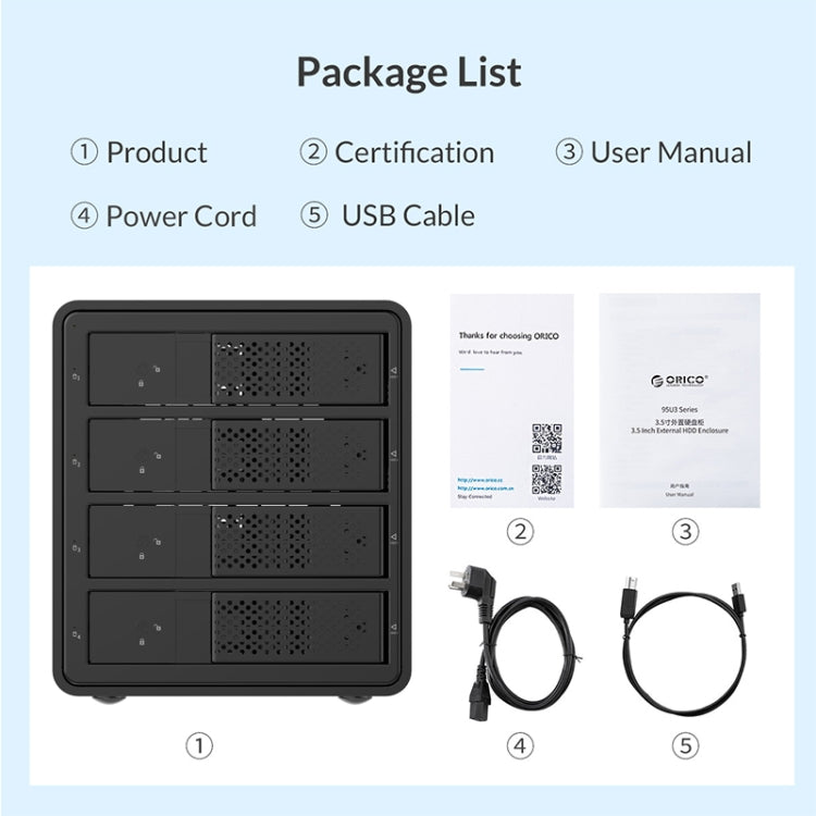 ORICO 9548U3-BK Multi-bay 3.5-inch Hard Drive Enclosure