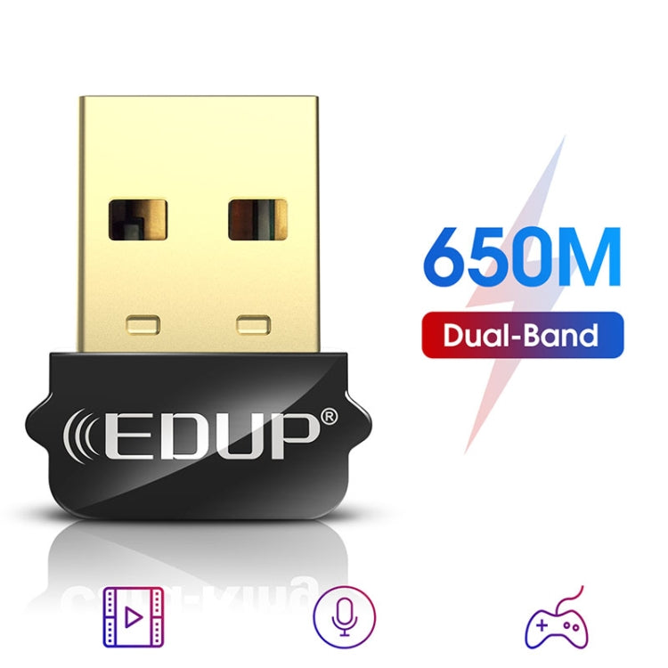 EDUP EP-AC1651 650Mbps Dual Band 5G/2.4GHz USB WIFI Adapter Wireless External Network Card Wifi Dongle Receiver for Laptop Windows MacOS