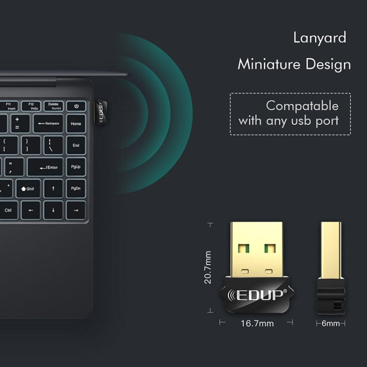 EDUP EP-AC1651 650Mbps Dual Band 5G/2.4GHz USB WIFI Adapter Wireless External Network Card Wifi Dongle Receiver for Laptop Windows MacOS