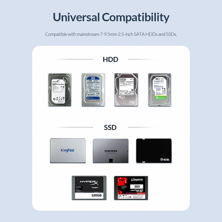 ORICO 2526C3 Boîtier de disque dur portable USB-C / Type-C 2,5 pouces