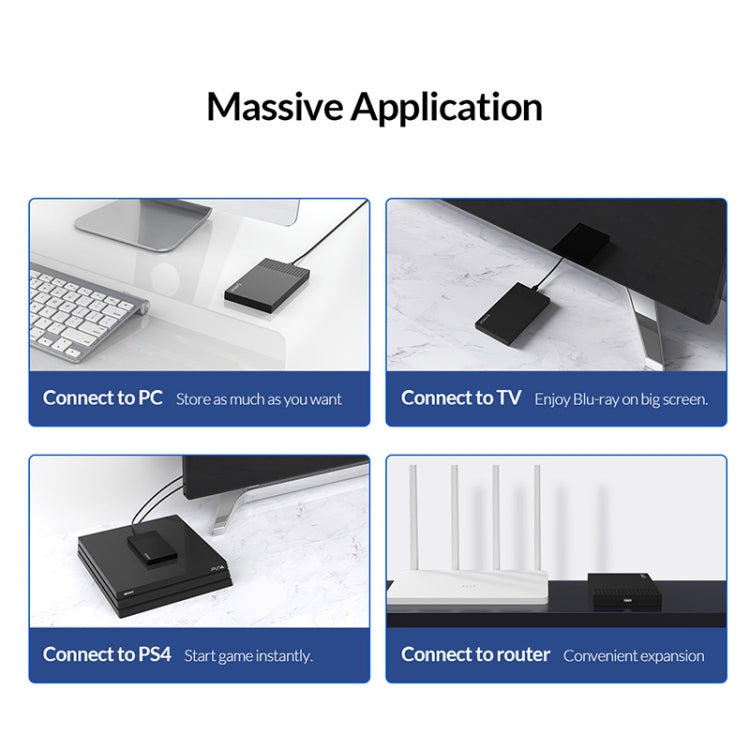 ORICO 2526C3 Boîtier de disque dur portable USB-C / Type-C 2,5 pouces