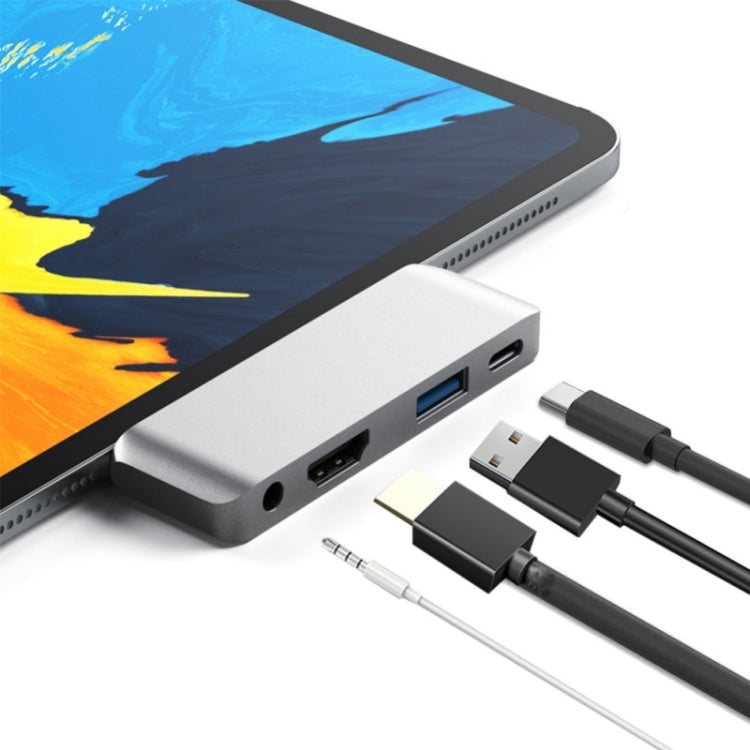 4-in-1 Type-C/USB-C to HDMI + AUX + USB + PD Type-C/USB-C HUB Adapter Multifunctional HD Dock