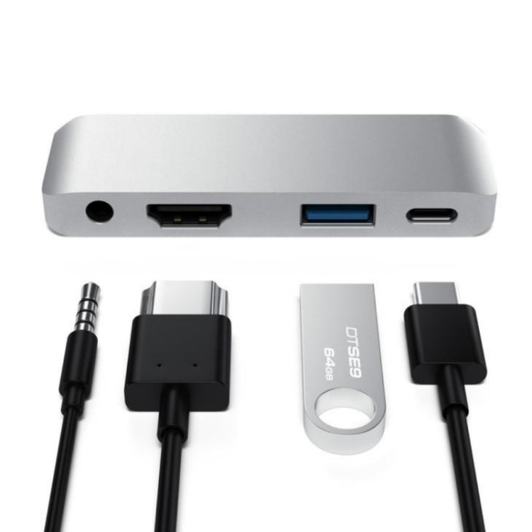 4-in-1 Type-C/USB-C to HDMI + AUX + USB + PD Type-C/USB-C HUB Adapter Multifunctional HD Dock