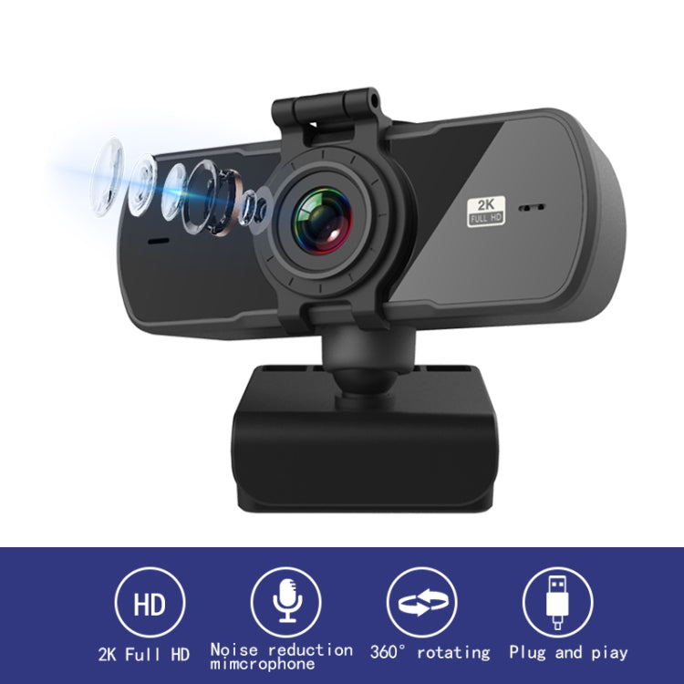 C5 4 millions de pixels mise au point automatique 2K Full HD Webcam 360 Rotation USB caméra Web de diffusion en direct sans pilote avec micro, C5