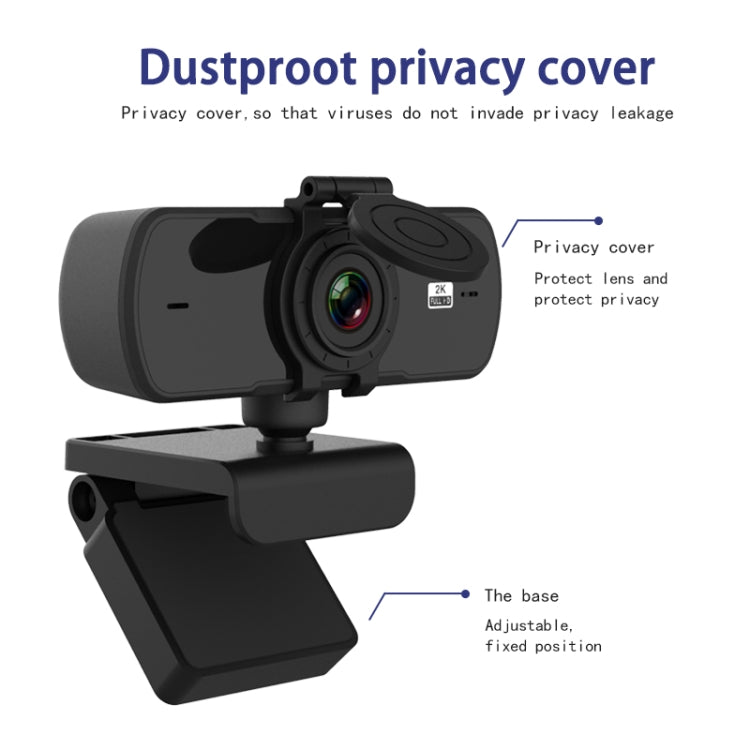 C5 4 millions de pixels mise au point automatique 2K Full HD Webcam 360 Rotation USB caméra Web de diffusion en direct sans pilote avec micro, C5