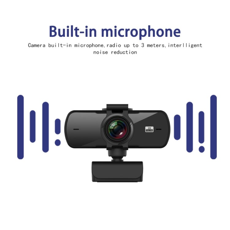 C5 4 millions de pixels mise au point automatique 2K Full HD Webcam 360 Rotation USB caméra Web de diffusion en direct sans pilote avec micro, C5