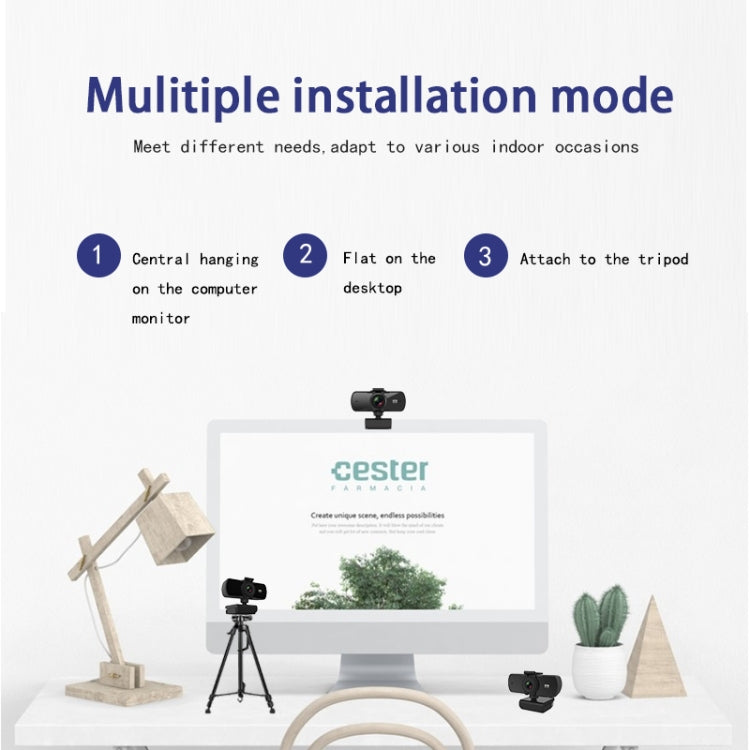 C5 4 millions de pixels mise au point automatique 2K Full HD Webcam 360 Rotation USB caméra Web de diffusion en direct sans pilote avec micro, C5