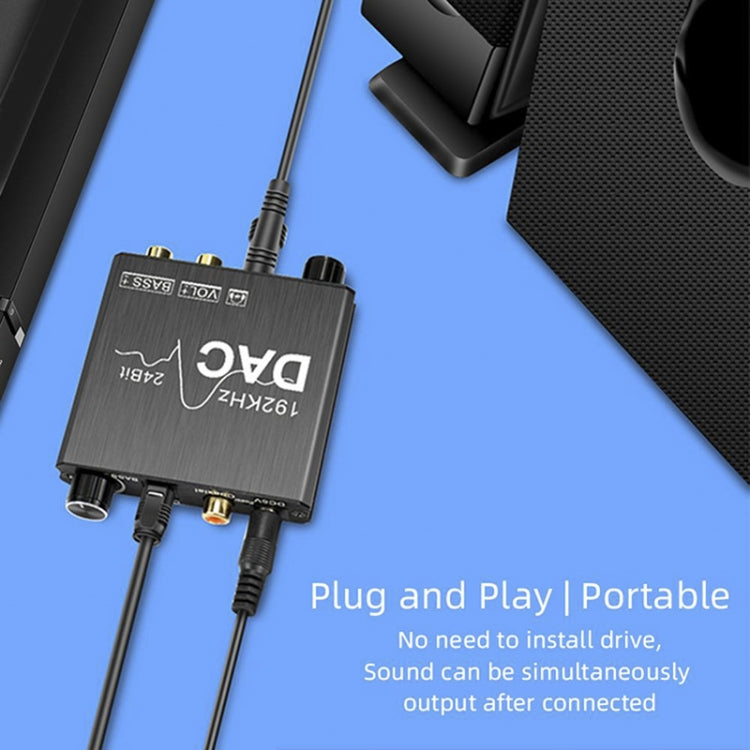 Convertisseur Audio numérique vers analogique, extracteur stéréo, amplificateur DAC optique SPDIF 192Khz 24 bits