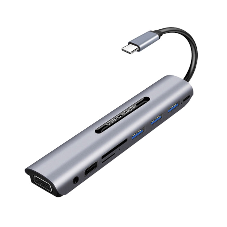 V161B 9-en-1 Type-C vers HD/VGA/USB3.0/SD/3,5 mm Audio/TF Lecteur de carte HUB, V161B