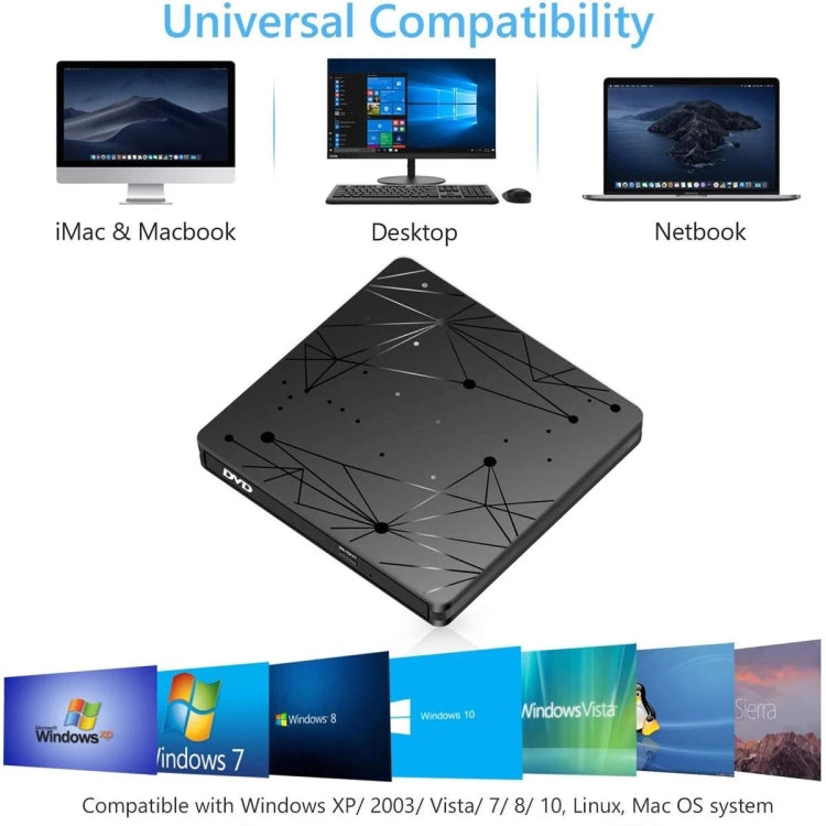 Lecteur DVD RW externe USB 3.0 pour PC Gaming