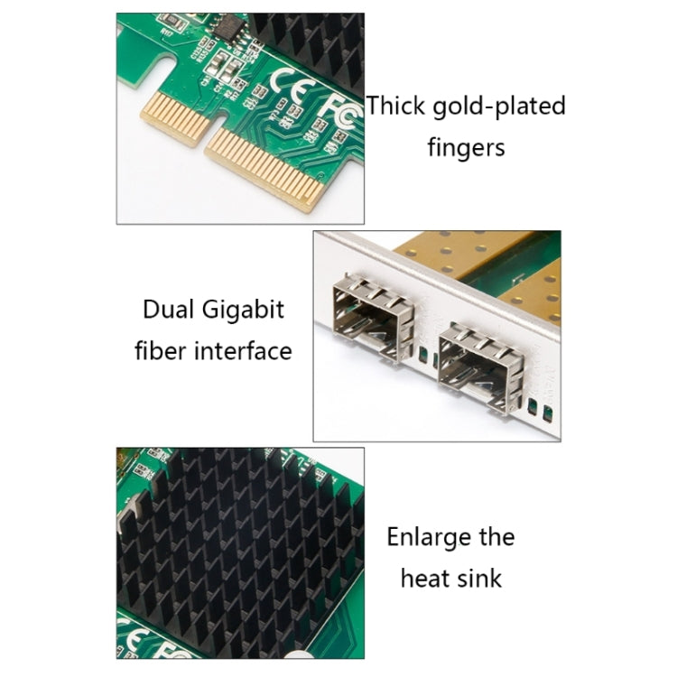 Carte réseau fibre optique PCIe double port 1000 Mbps pour