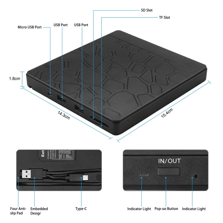 Lecteur DVD externe USB 3.0 pour PC - Graveur CD/DVD RW