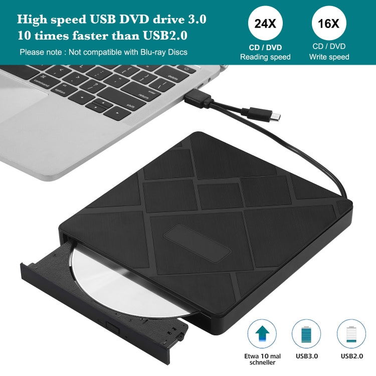 Lecteur DVD USB 3.0 Type-C pour PC - Graveur CD-ROM RW