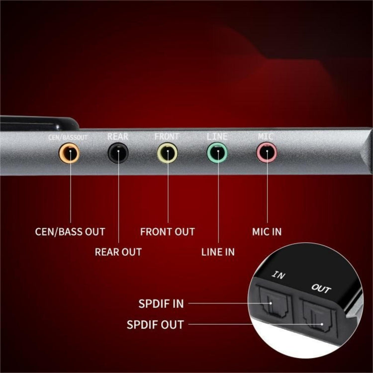 Carte son USB 6 en 1 pour gaming - Audio 7.1 CH et optique