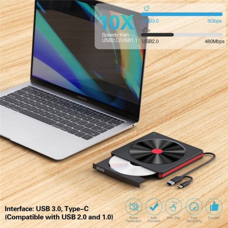 Lecteur DVD-RW Externe USB Type-C pour PC et Gaming