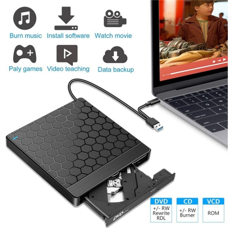 042 Football Pattern USB3.0 / Type-C Laptop External Optical Drive DVD Burner, 042