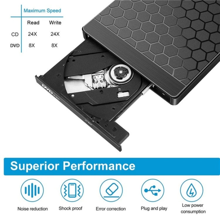 042 Football Pattern USB3.0 / Type-C Laptop External Optical Drive DVD Burner, 042