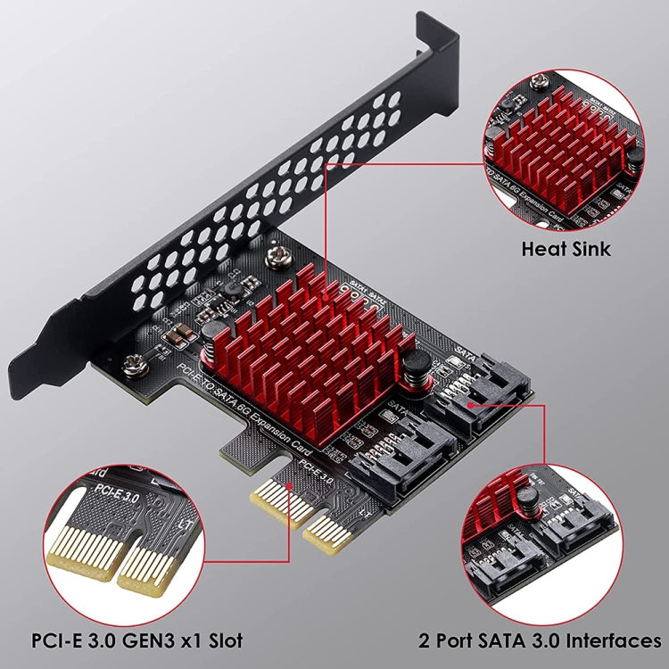 Carte PCI-E 1X vers SATA 3.0 pour PC Gaming - 2 Ports