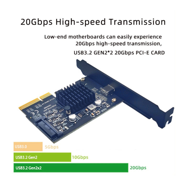 Carte PCI-E 4X vers USB 3.2 Gen2x2 Type-C pour PC Gaming