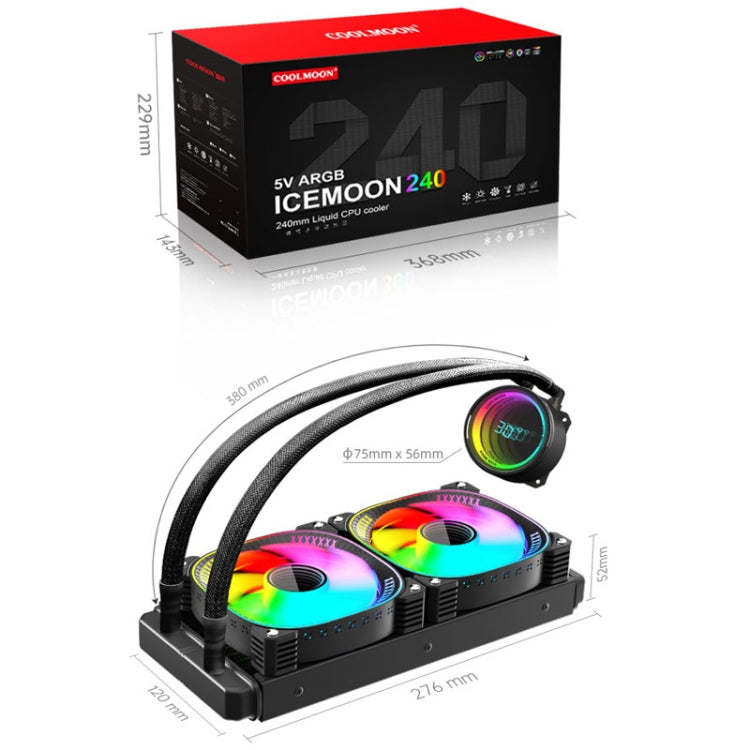 Refroidisseur CPU ARGB COOLMOON CM-YM-240T pour Gaming