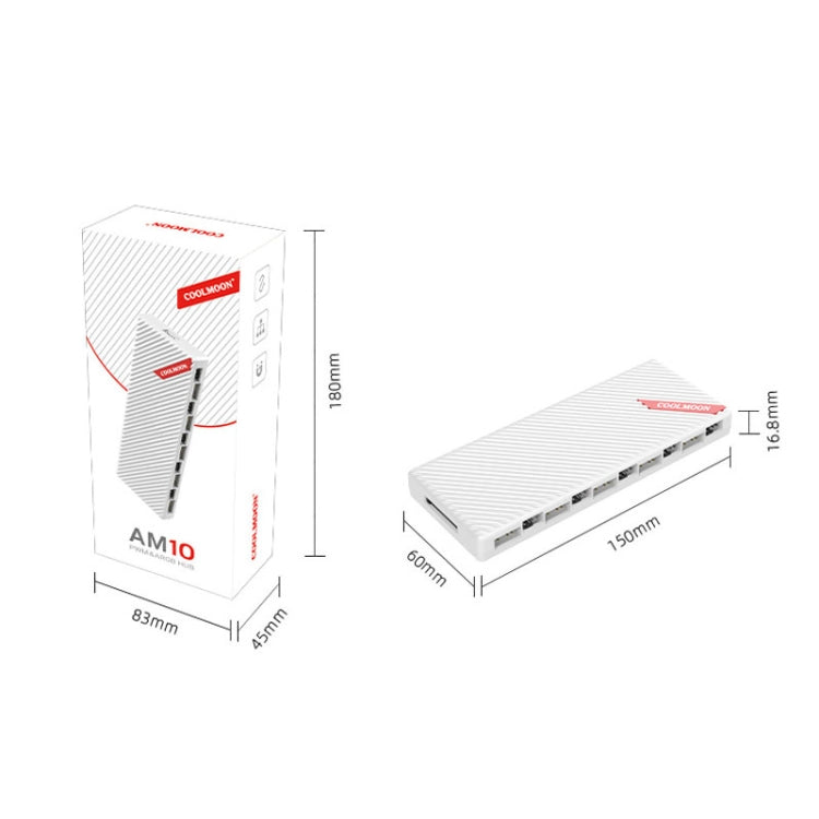 COOLMOON AM10 ARGB PC Fan Hub 10 Ports 5V 3Pin