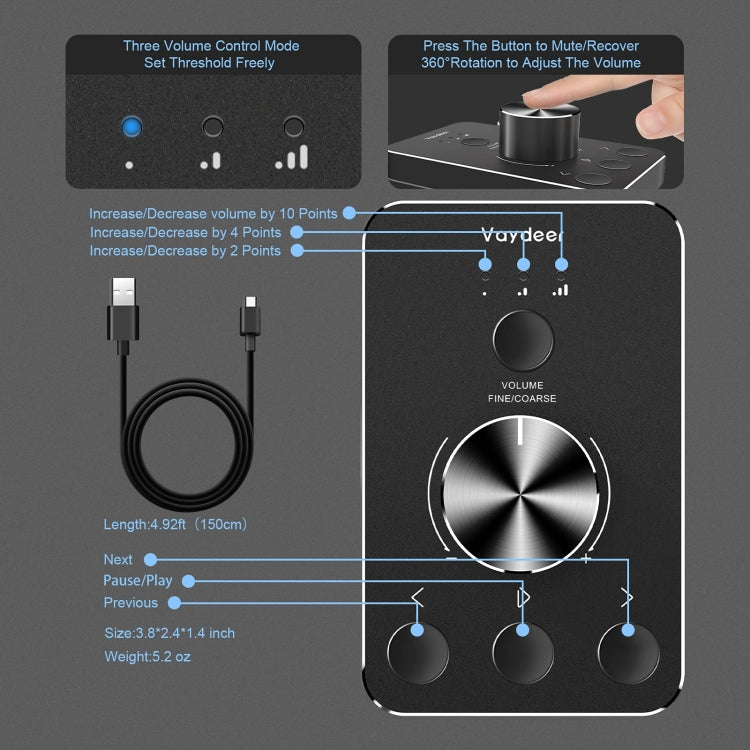 Contrôleur de volume USB Vaydeer pour PC et gaming
