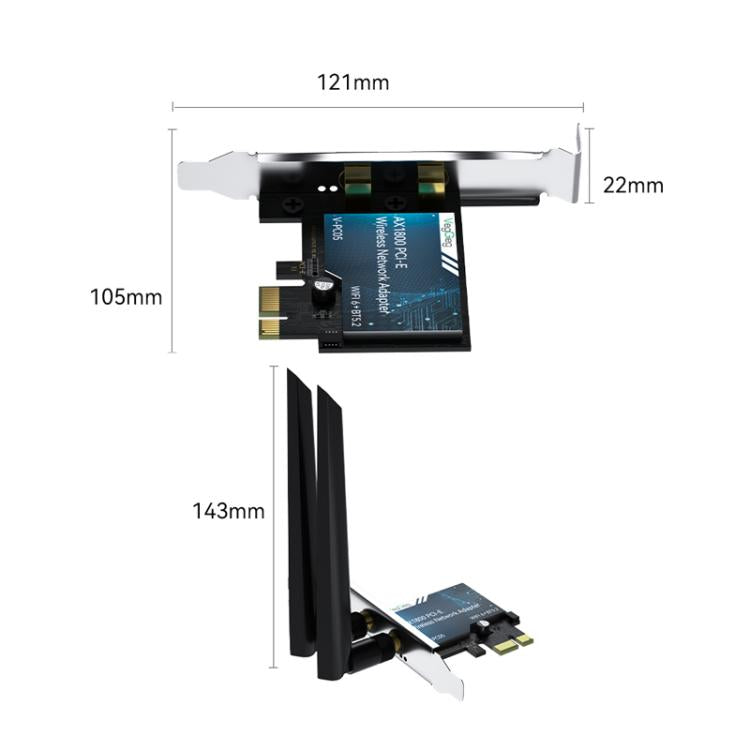 Adaptateur WiFi 6 PCIe AX1800 pour PC - Bluetooth 5.2