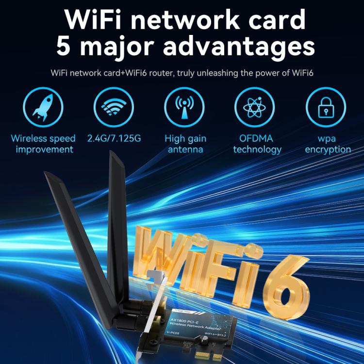 Adaptateur WiFi 6 PCIe AX1800 pour PC - Bluetooth 5.2