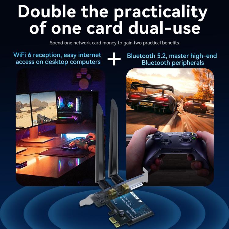 Adaptateur WiFi 6 PCIe AX1800 pour PC - Bluetooth 5.2