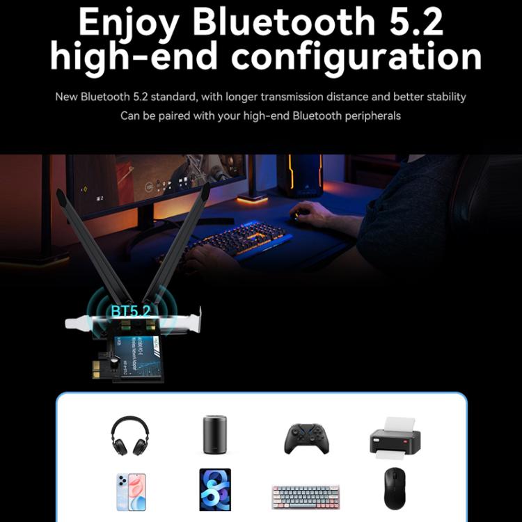 Adaptateur WiFi 6 PCIe AX1800 pour PC - Bluetooth 5.2