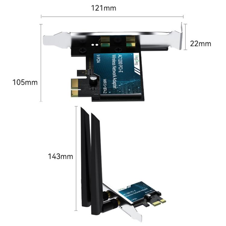 Adaptateur WiFi PCIe AC1200 avec Bluetooth pour PC Gaming