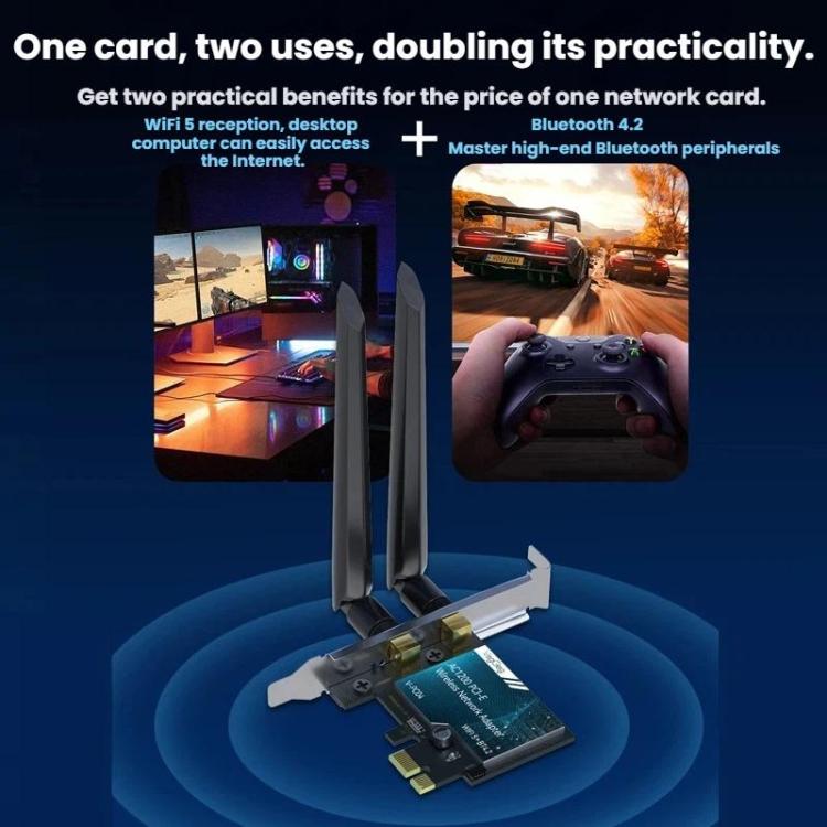 Adaptateur WiFi PCIe AC1200 avec Bluetooth pour PC Gaming