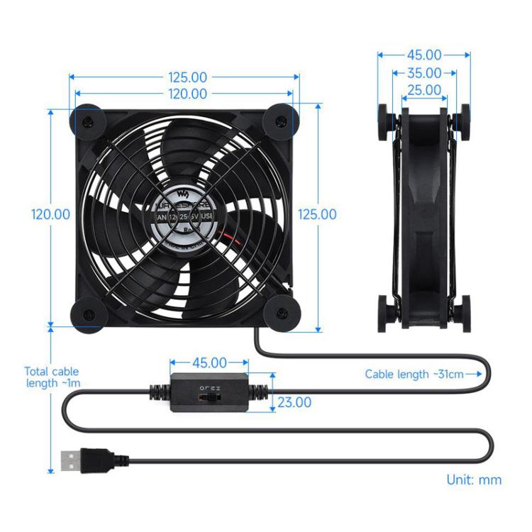 Quiet USB 120mm Fan for Gaming PC - 3