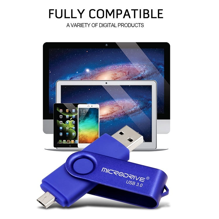 MicroDrive 16 Go USB 3.0 Android Téléphone et ordinateur Disque U rotatif en métal à double usage, 16GB
