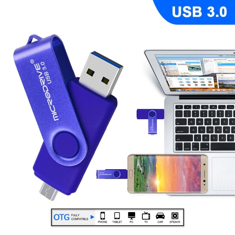 MicroDrive 16 Go USB 3.0 Android Téléphone et ordinateur Disque U rotatif en métal à double usage, 16GB